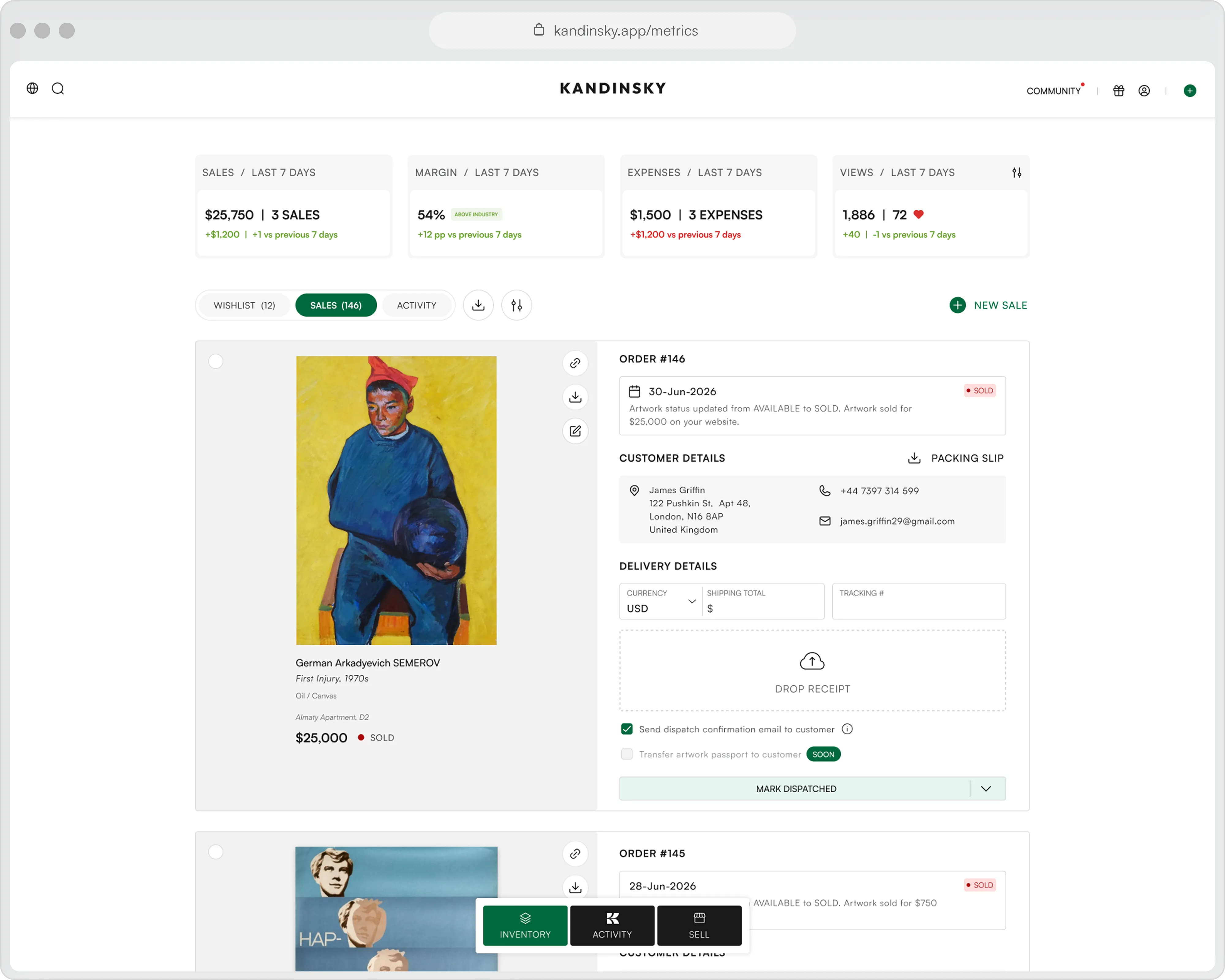Kandinsky business analytics and sales dashboard