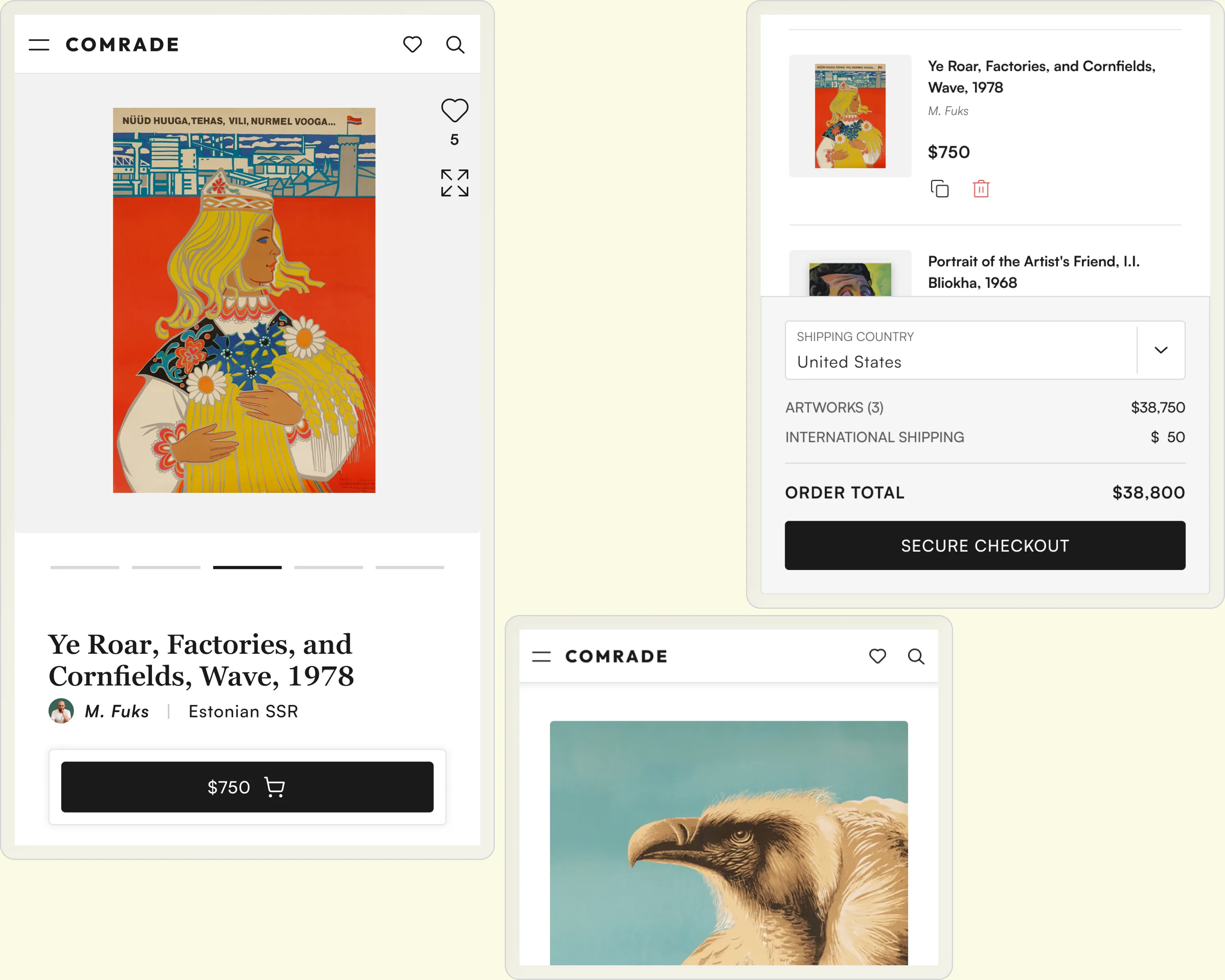 Artist website checkout on mobile