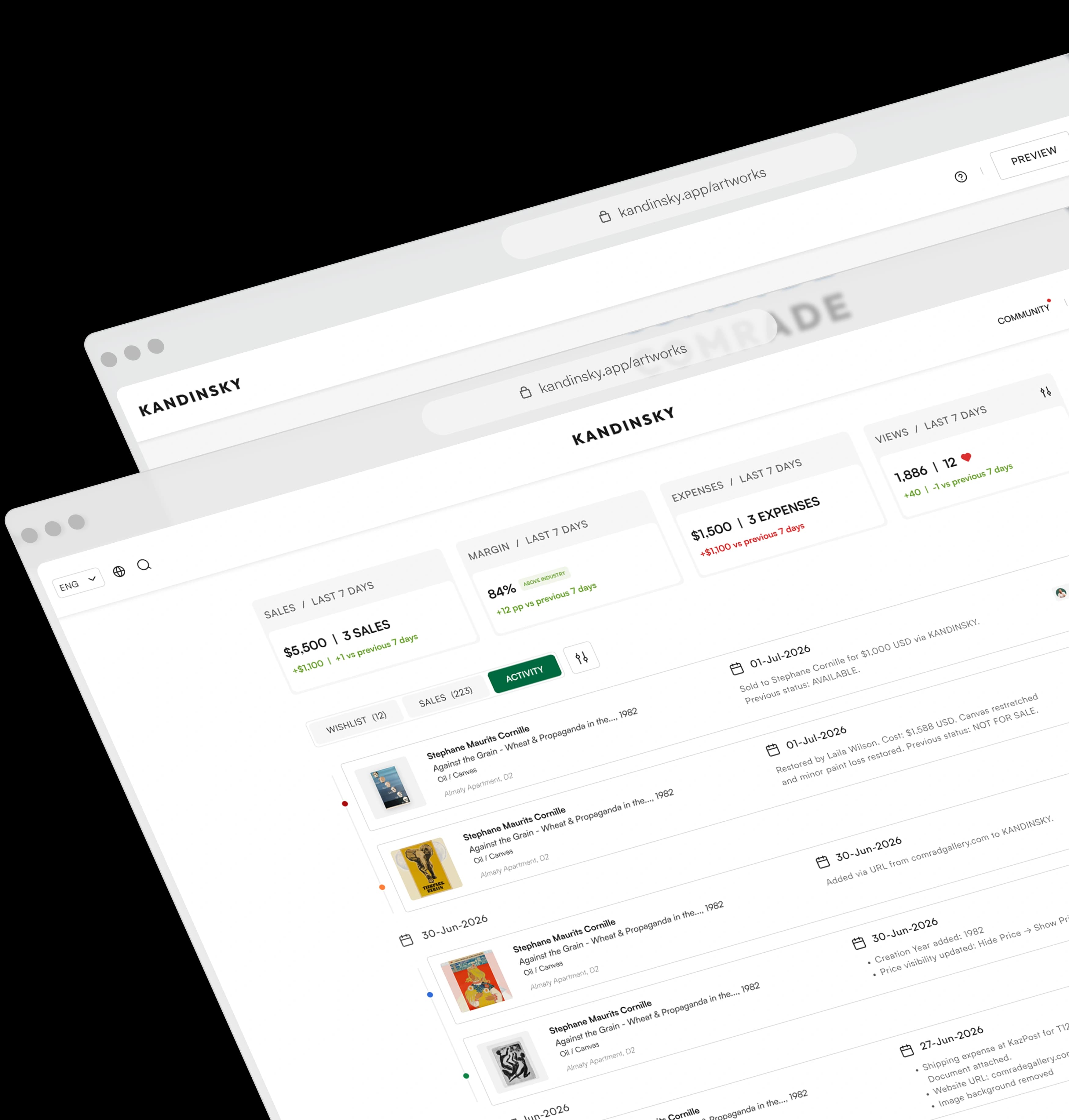 Kandinsky enterprise support and activity views