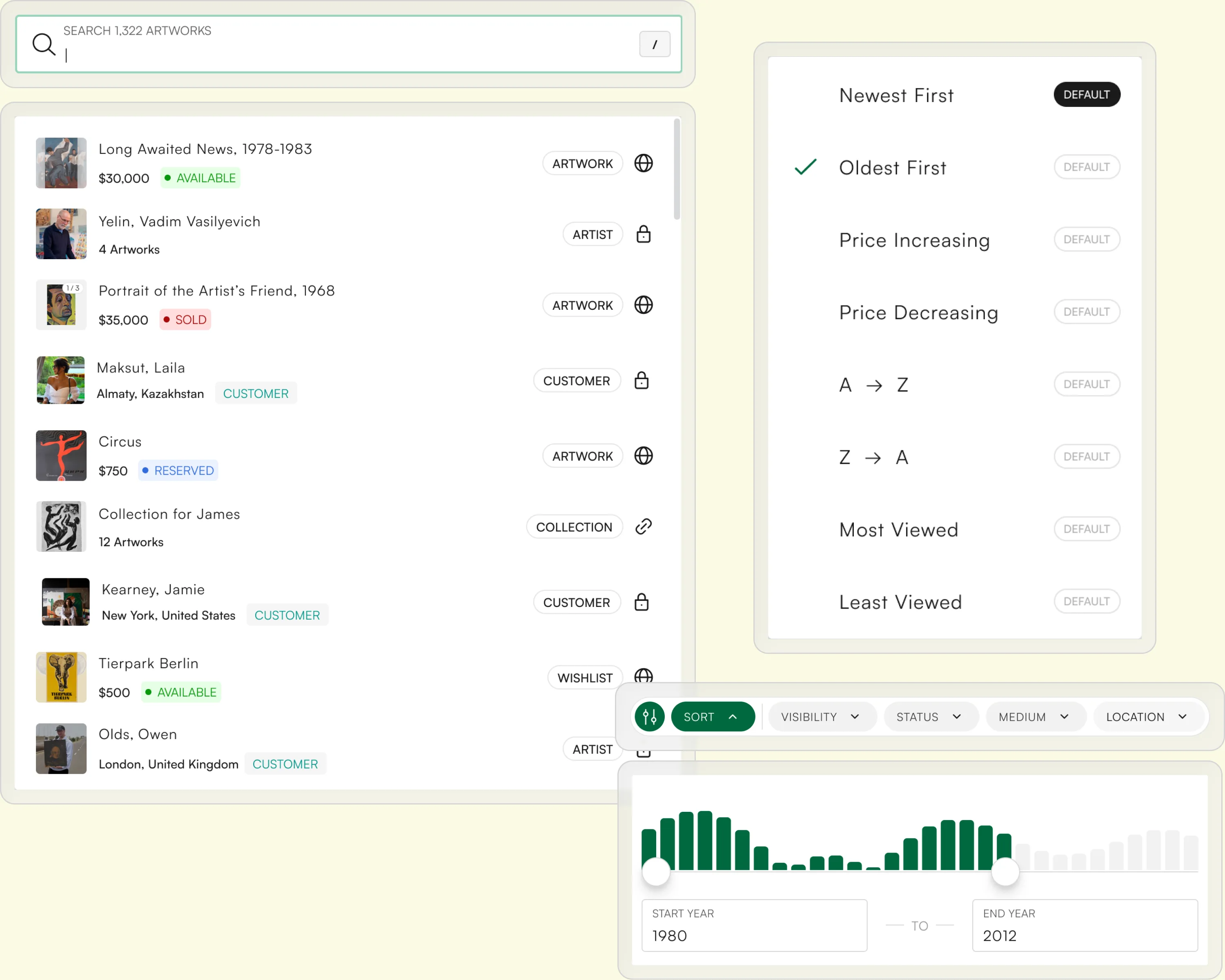 Team search, sort, and filter tools for collections
