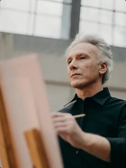 Artist working in a studio