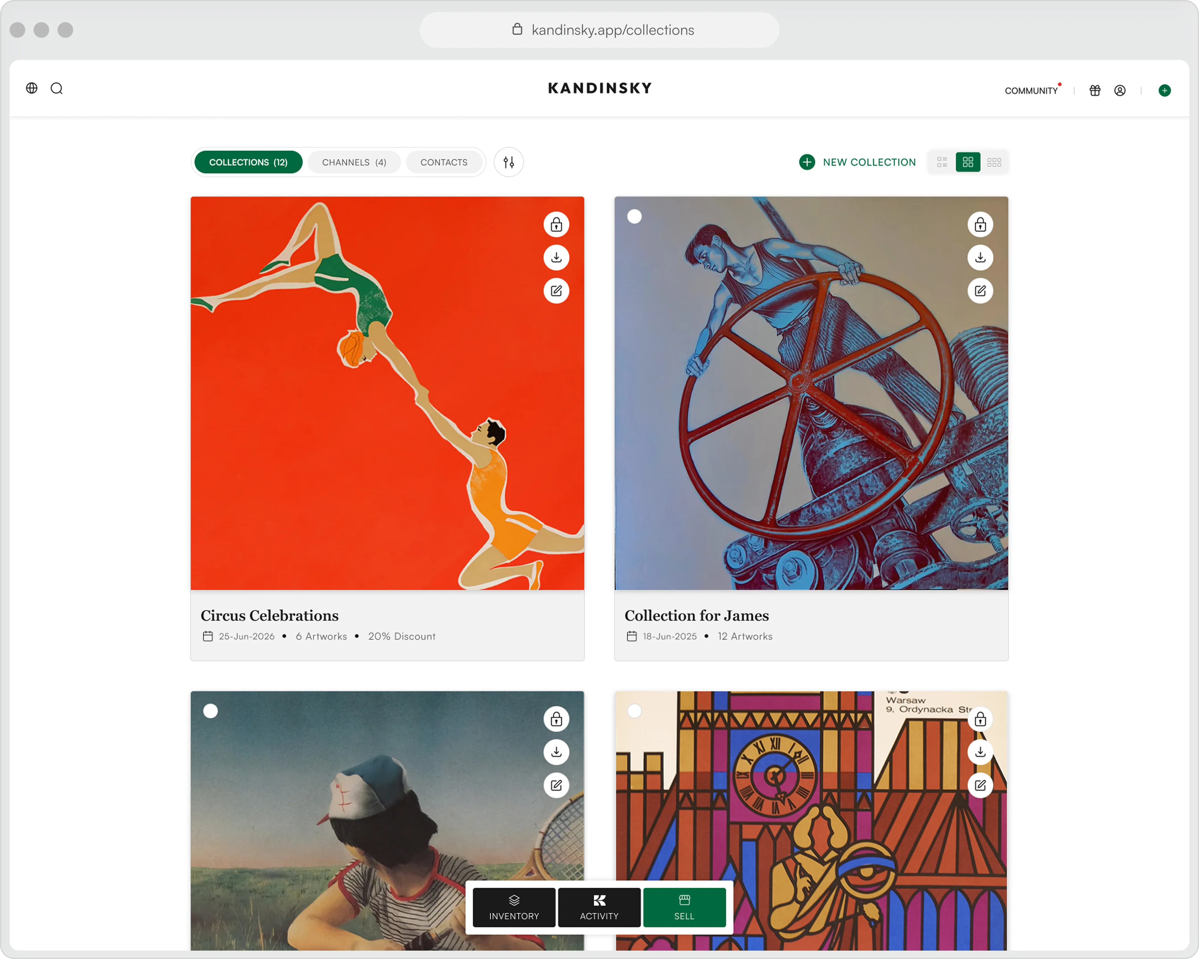 Kandinsky collections management screen