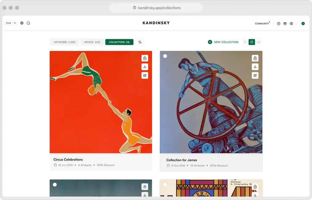 Kandinsky collections management screen