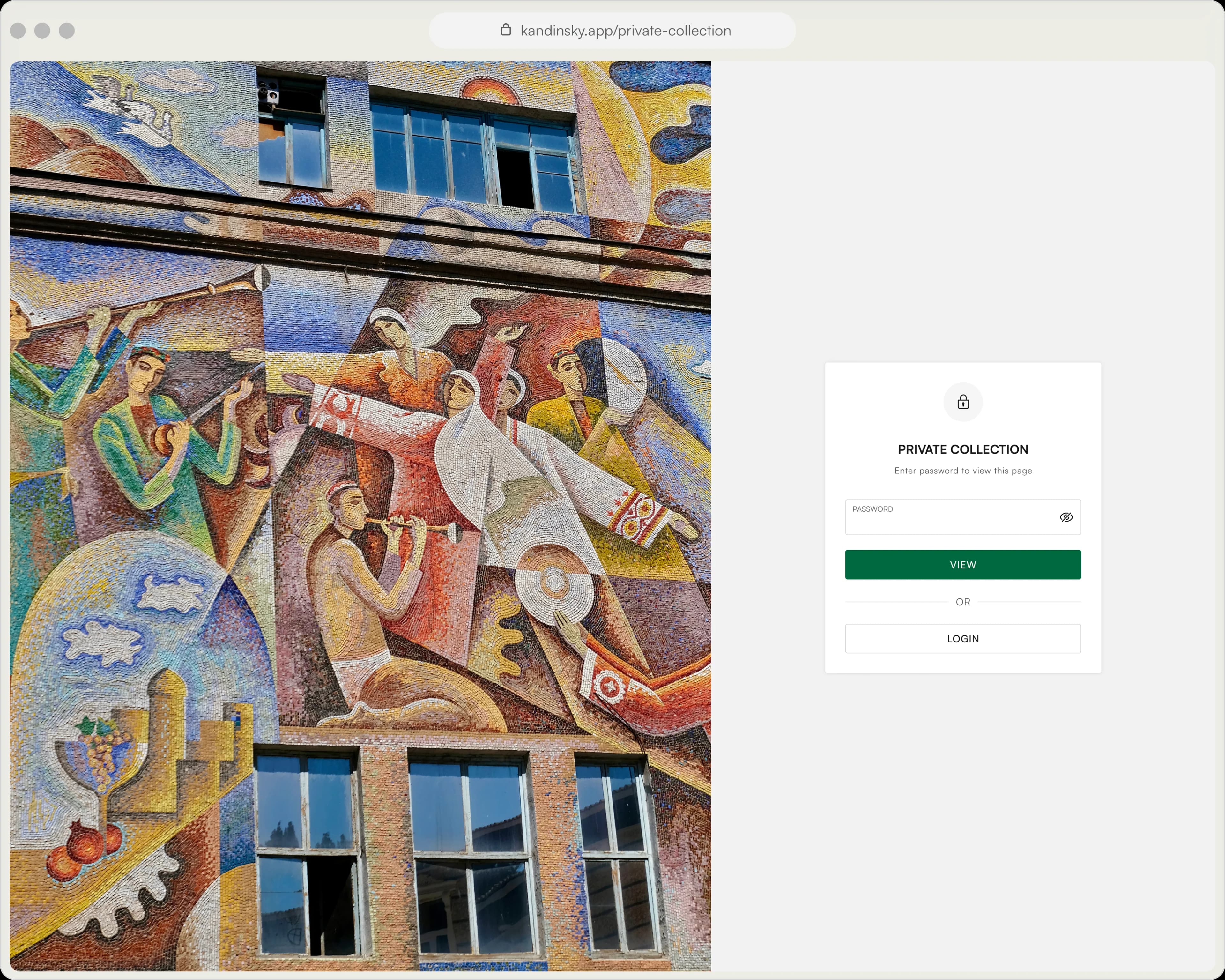 Password-protected private collection access