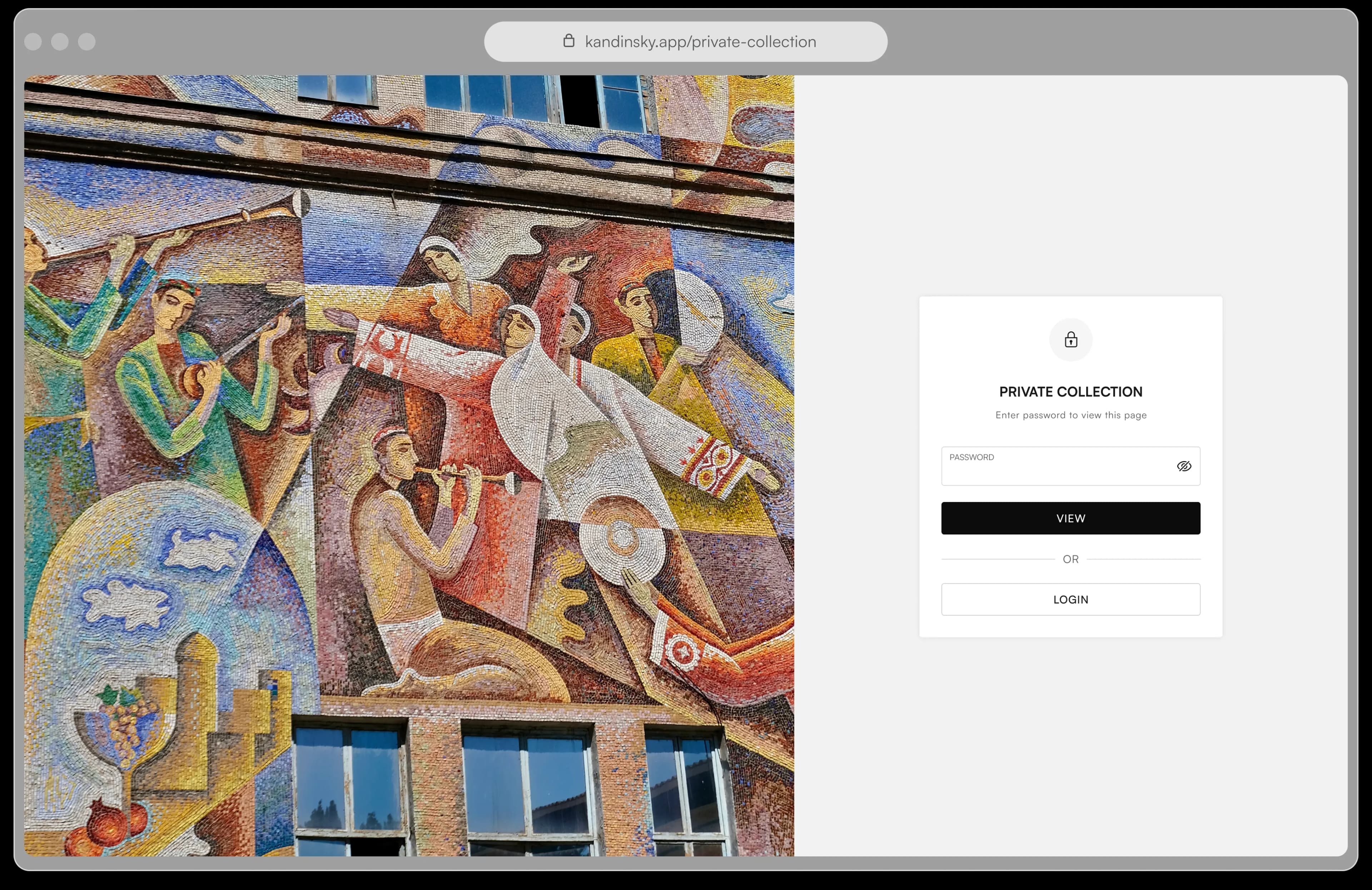 Password-protected private collection access